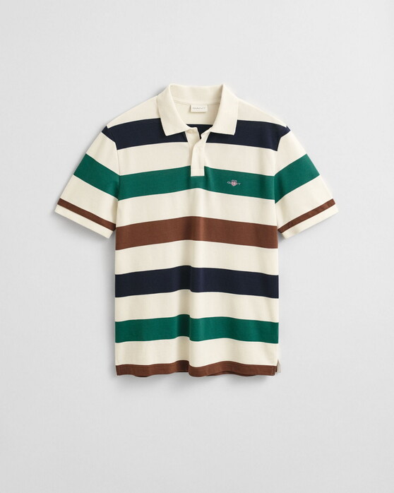 Gant Multi Stripe Cotton Short Sleeve Polo Cream