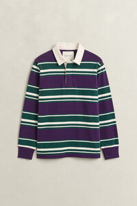 Gant Multi Striped Heavy Rugger Trui Muscadine Grape
