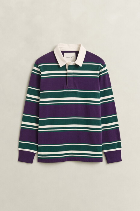 Gant Multi Striped Heavy Rugger Trui Muscadine Grape