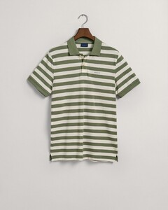 Gant Multistripe Short Sleeve Piqué Polo Kalamata Green