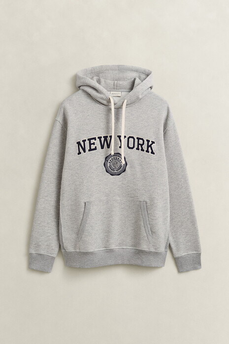 Gant New York Graphic Sweat Hoodie Trui Grijs Melange