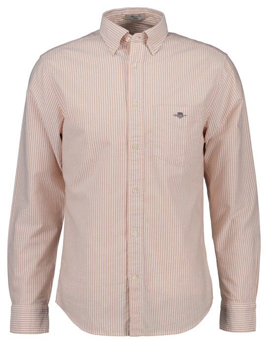 Gant Oxford Banker Stripe Button Down Overhemd Orange Bronze