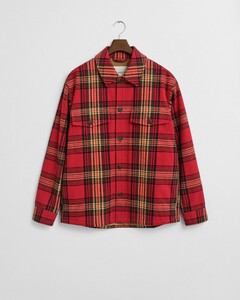 Gant Padded Check Double Chest Pocket Overshirt Cherry Red