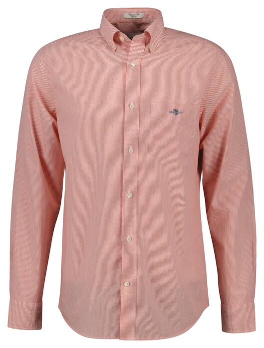 Gant Poplin Banker Stripe Button Down Overhemd Deep Orange