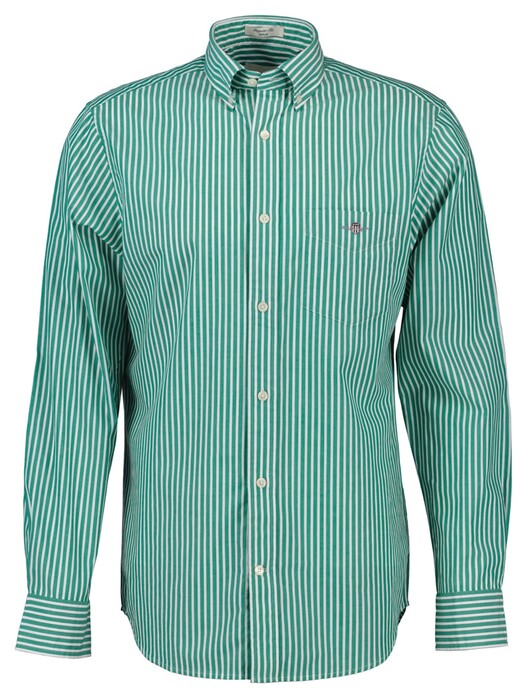 Gant Poplin Stripe Button Down Overhemd Diep Groen