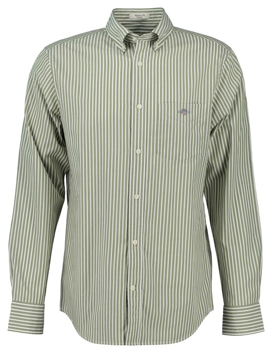 Gant Poplin Stripe Button Down Overhemd Mosgroen