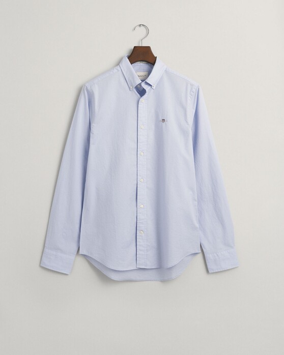 Gant Poplin Uni Slim Button Down Subtle GANT Shield Embroidery Overhemd Licht Blauw