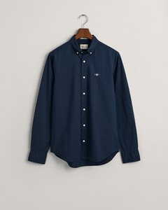 Gant Poplin Uni Slim Button Down Subtle GANT Shield Embroidery Overhemd Marine