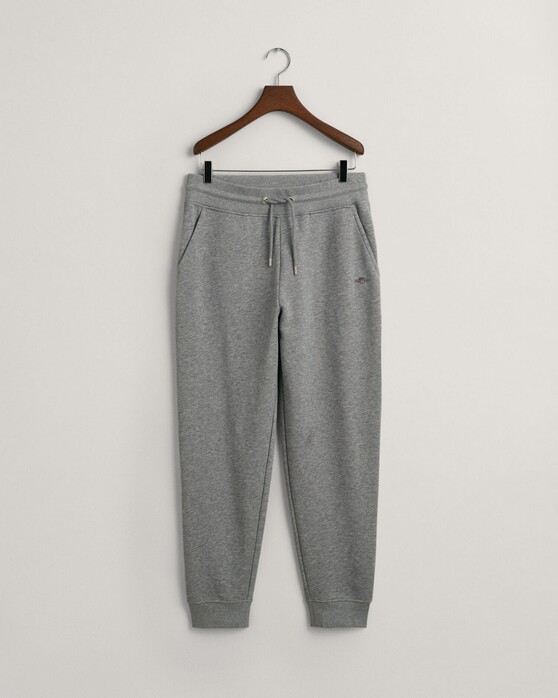 Gant Regular Sweatpants Ribbed Waistband Joggingbroek Grijs Melange