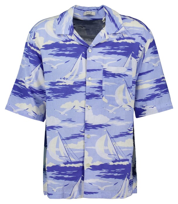 Gant Relaxed Sailing Pattern Resort Overhemd Fresh Blue