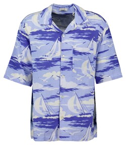 Gant Relaxed Sailing Pattern Resort Shirt Fresh Blue