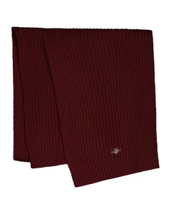 Gant Ribbed Cotton Blend Subtle Logo Scarf Plumped Red