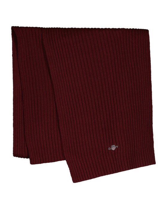 Gant Ribbed Cotton Blend Subtle Logo Sjaal Plumped Red
