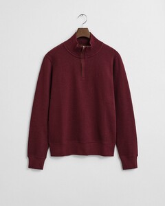 Gant Sacker Rib Half Zip Subtle Tone-on-Tone Logo Embroidery Pullover Winter Wine