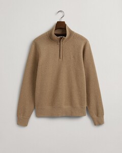 Gant Sacker Rib Half Zip Trui Khaki Melange