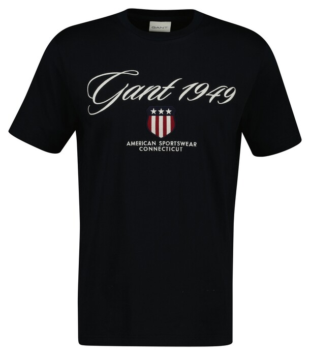 Gant Shield Graphic 1949 Short Sleeve Crew Neck T-Shirt Zwart