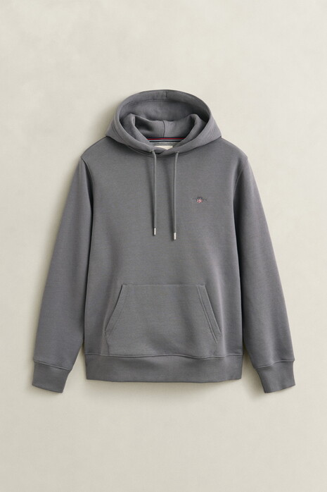 Gant Shield Hoodie Subtle Logo Trui Midden Grijs