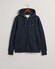 Gant Shield Logo Embroidery Full Zip Hoodie Kangaroo Pocket Vest Avond Blauw