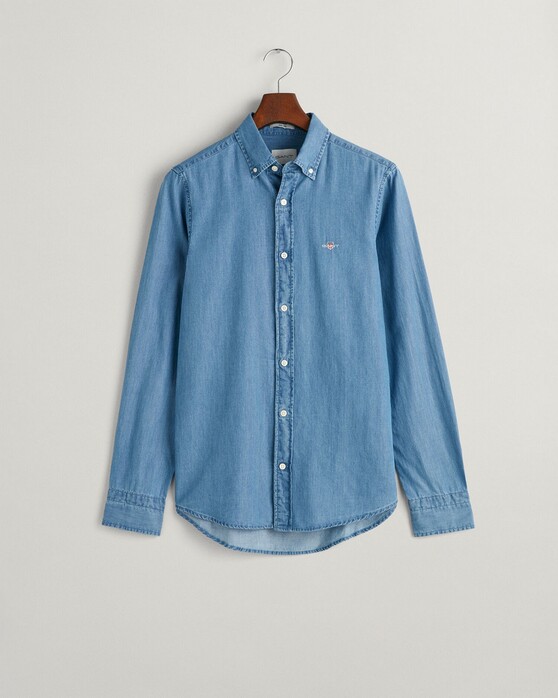 Gant Slim Indigo Chamrbray Overhemd Semi Light Blue