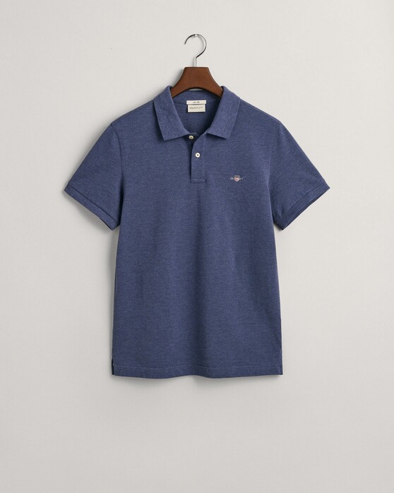 Gant Slim Subtle Shield Embroidery Piqué Uni Polo Dark Jeansblue Melange
