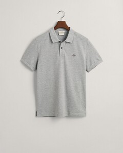 Gant Slim Subtle Shield Embroidery Piqué Uni Polo Grijs Melange