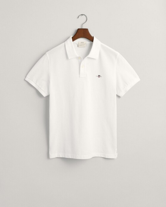 Gant Slim Subtle Shield Embroidery Piqué Uni Polo Wit