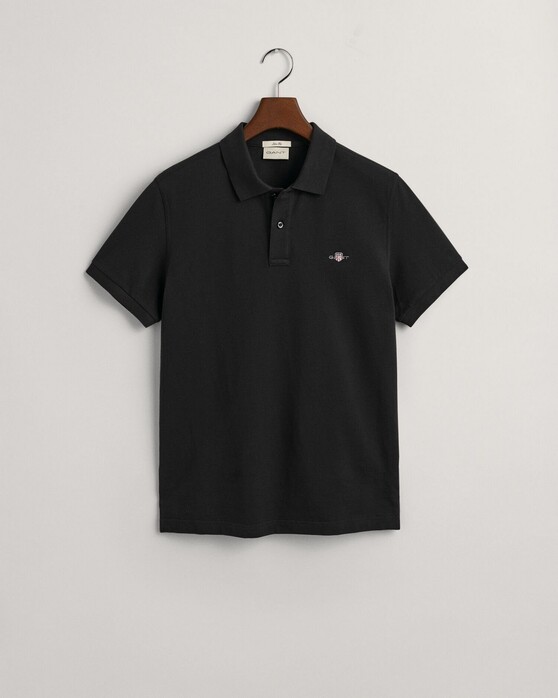 Gant Slim Subtle Shield Embroidery Piqué Uni Polo Zwart