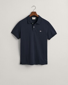 Gant Slim Subtle Shield Embroidery Piqué Uni Poloshirt Evening Blue