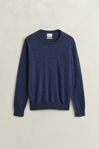 Gant Slub Cotton Linen Crew Neck Trui Dark Indigo Melange