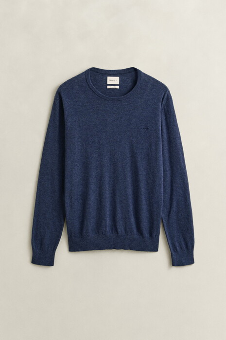Gant Slub Cotton Linen Crew Neck Trui Dark Indigo Melange