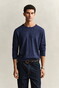 Gant Slub Cotton Linen Crew Neck Trui Dark Indigo Melange