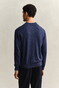 Gant Slub Cotton Linnen Long Sleeve Polo Pullover Dark Indigo Melange