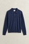 Gant Slub Cotton Linnen Long Sleeve Polo Pullover Dark Indigo Melange