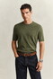 Gant Slub Cotton Linnen Short Sleeve Crew Neck Trui Dry Herb Green
