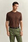 Gant Slub Cotton Linnen Short Sleeve Crew Neck Trui Hazelnut Melange