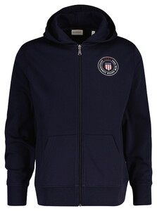 Gant Small Shield Graphic Full Zip Hoodie Vest Avond Blauw