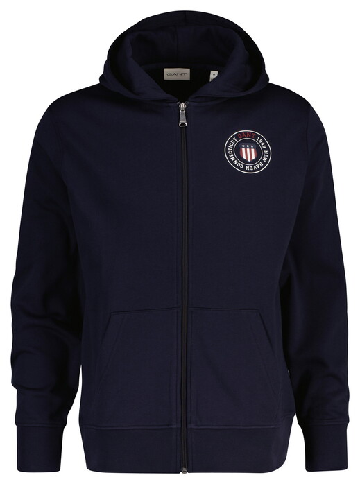 Gant Small Shield Graphic Full Zip Hoodie Vest Avond Blauw