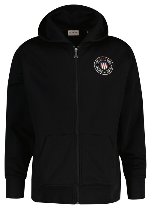 Gant Small Shield Graphic Full Zip Hoodie Vest Zwart