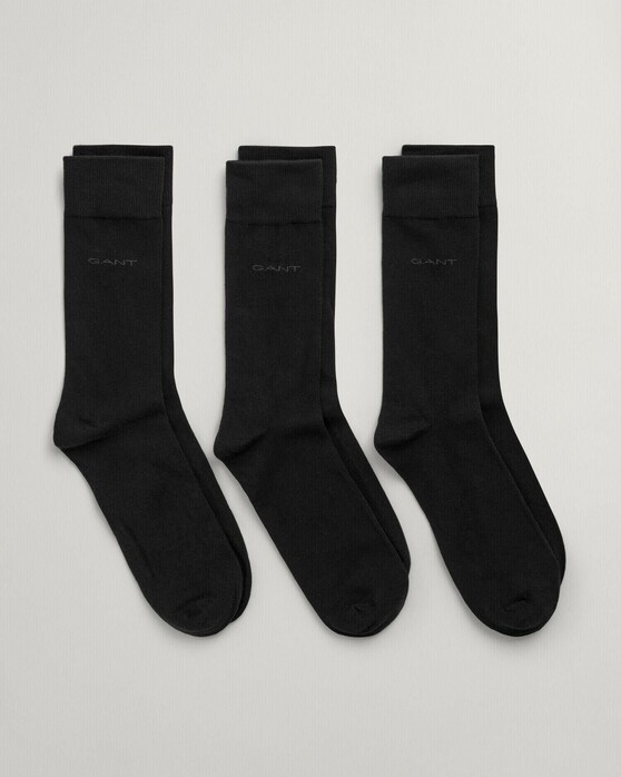 Gant Soft Cotton Socks 3Pack Sokken Zwart