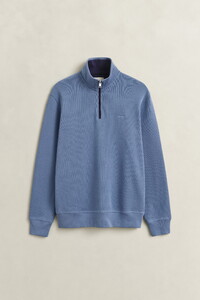 Gant Soft Hand Feel Sacker Rib Half Zip Trui Blue Horizon