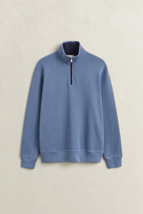 Gant Soft Hand Feel Sacker Rib Half Zip Trui Blue Horizon