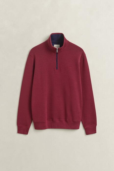 Gant Soft Hand Feel Sacker Rib Half Zip Trui Deep Grape Wine
