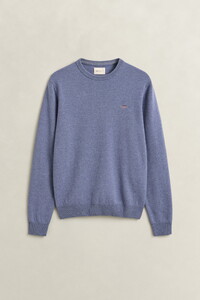 Gant Soft Superfine Italian Lambswool Crew Neck Pullover Blue Horizon