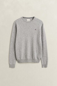 Gant Soft Superfine Italian Lambswool Crew Neck Pullover Grey Melange