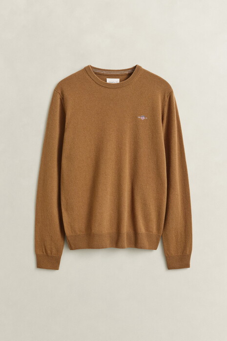 Gant Soft Superfine Italian Lambswool Crew Neck Trui Caramel Brown