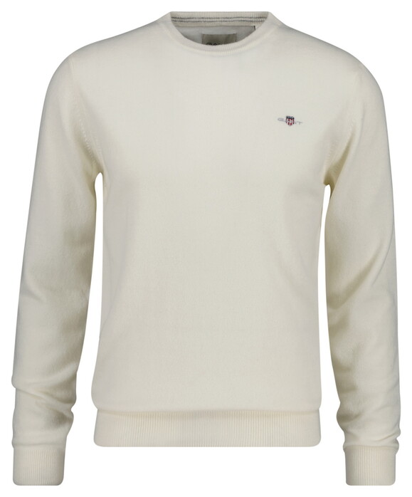 Gant Soft Superfine Italian Lambswool Crew Neck Trui Cream