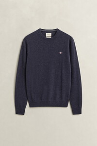 Gant Soft Superfine Italian Lambswool Crew Neck Trui Dark Navy Melange