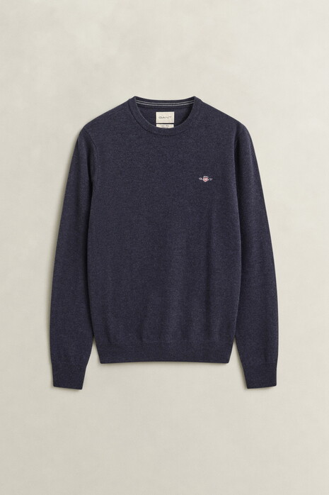 Gant Soft Superfine Italian Lambswool Crew Neck Trui Dark Navy Melange