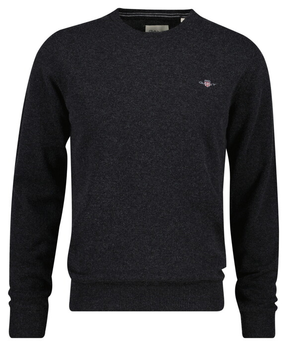 Gant Soft Superfine Italian Lambswool Crew Neck Trui Donker Grijs