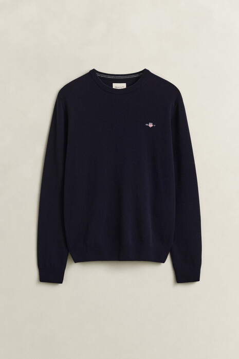 Gant Soft Superfine Italian Lambswool Crew Neck Trui Marine